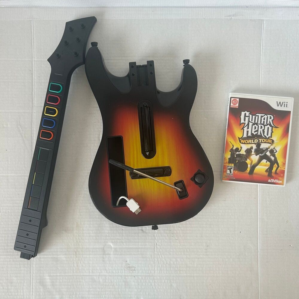 Guitar Hero World Tour Wii Guitar Controller Red Octane Sunburst Wireless Fender